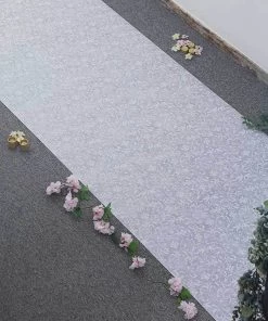 HIER_3900 36"x 100ft White Floral Lace Aisle Runner 23 HIER_3900 36