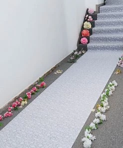HIER_3900 36"x 100ft White Floral Lace Aisle Runner 25 HIER_3900 36