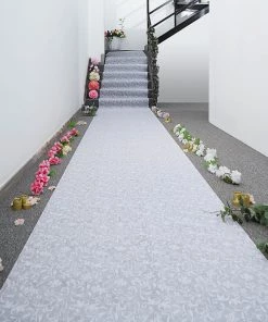 HIER_3900 36"x 100ft White Floral Lace Aisle Runner 24 HIER_3900 36