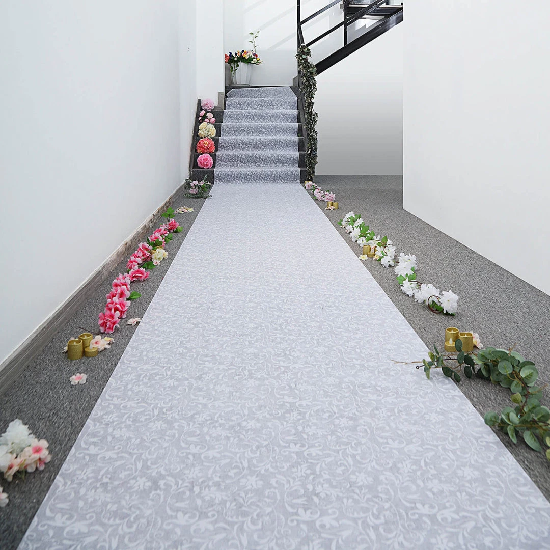 HIER_3900 36"x 100ft White Floral Lace Aisle Runner 12 HIER_3900 36"x 100ft White Floral Lace Aisle Runner