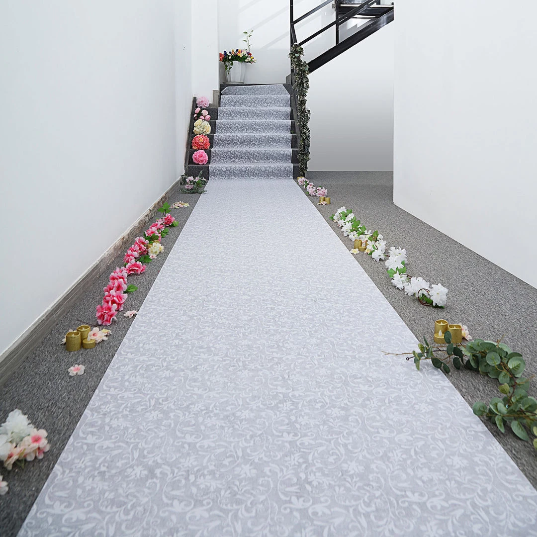 HIER_3900 36" X 50ft White Floral Lace Aisle Runner 10 HIER_3900 36" X 50ft White Floral Lace Aisle Runner