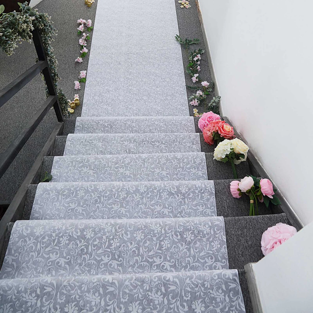 HIER_3900 36" X 50ft White Floral Lace Aisle Runner 2 HIER_3900 36" X 50ft White Floral Lace Aisle Runner