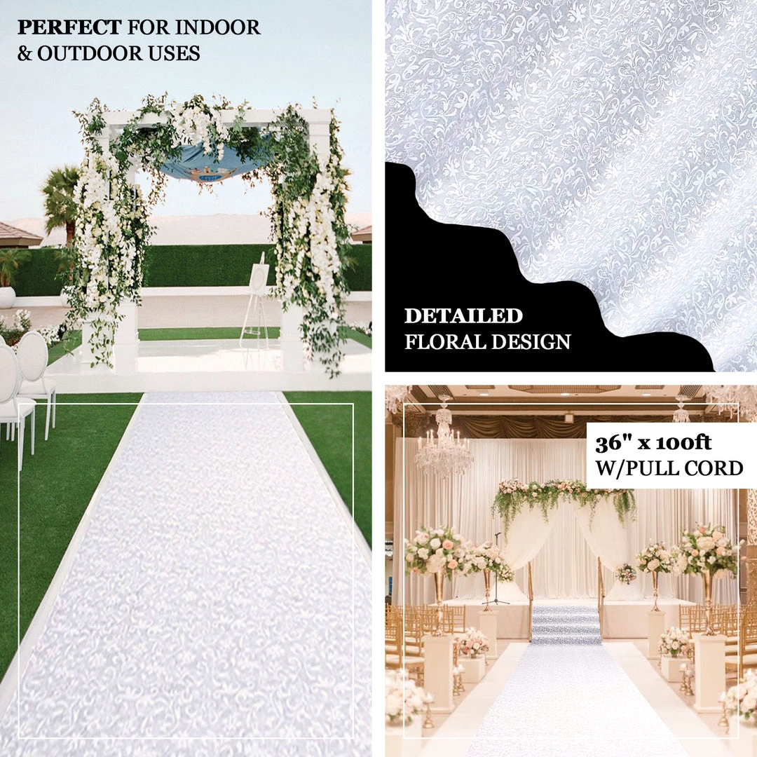HIER_3900 36" X 50ft White Floral Lace Aisle Runner 4 HIER_3900 36" X 50ft White Floral Lace Aisle Runner