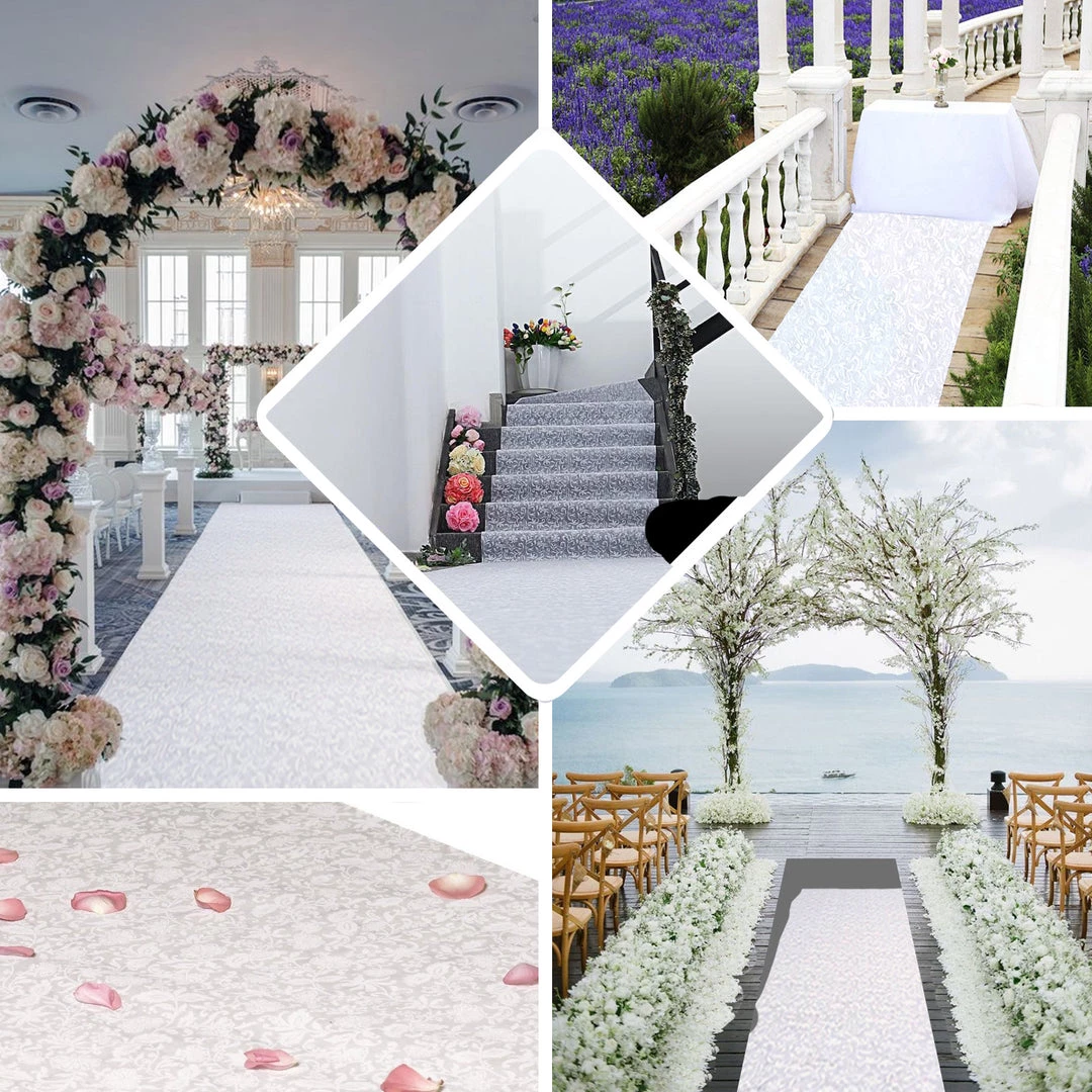 HIER_3900 36"x 100ft White Floral Lace Aisle Runner 5 HIER_3900 36"x 100ft White Floral Lace Aisle Runner