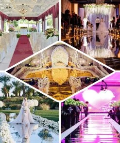 HIER_3900 Aisle Runners Metallic Red Glossy Mirrored Wedding Aisle Runner, Non-Woven Red Carpet Runner - Prom, Hollywood, Glam Parties - 3ftx65ft