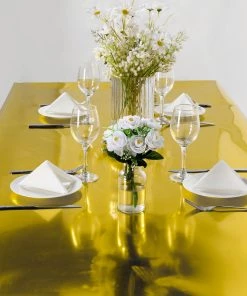 HIER_3900 Metallic Gold Glossy Mirrored Wedding Aisle Runner, Non-Woven Red Carpet Runner - Prom, Hollywood, Glam Parties - 3ftx65ft 21 HIER_3900 Metallic Gold Glossy Mirrored Wedding Aisle Runner, Non-Woven Red Carpet Runner - Prom, Hollywood, Glam Parties - 3ftx65ft