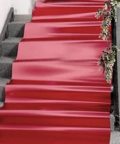 HIER_3900 Aisle Runners Metallic Red Glossy Mirrored Wedding Aisle Runner, Non-Woven Red Carpet Runner - Prom, Hollywood, Glam Parties - 3ftx65ft