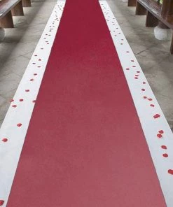 HIER_3900 Aisle Runners Metallic Red Glossy Mirrored Wedding Aisle Runner, Non-Woven Red Carpet Runner - Prom, Hollywood, Glam Parties - 3ftx65ft