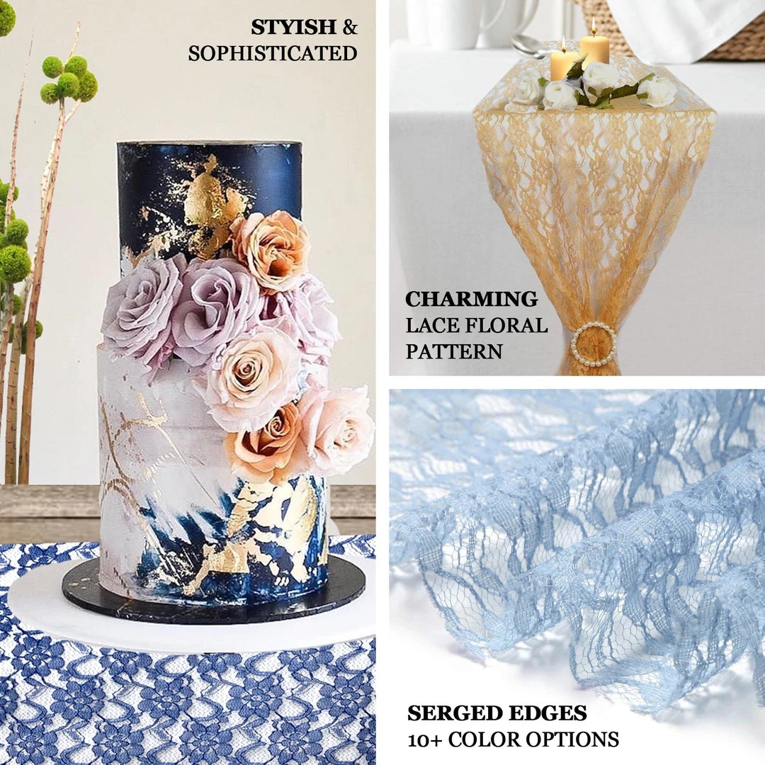 HIER_2230 12"x108" Sage Green Floral Lace Table Runner Theme Décor 4 HIER_2230 12"x108" Sage Green Floral Lace Table Runner Theme Décor