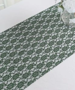 HIER_2230 12"x108" Hunter Emerald Green Floral Lace Table Runner 20 HIER_2230 12