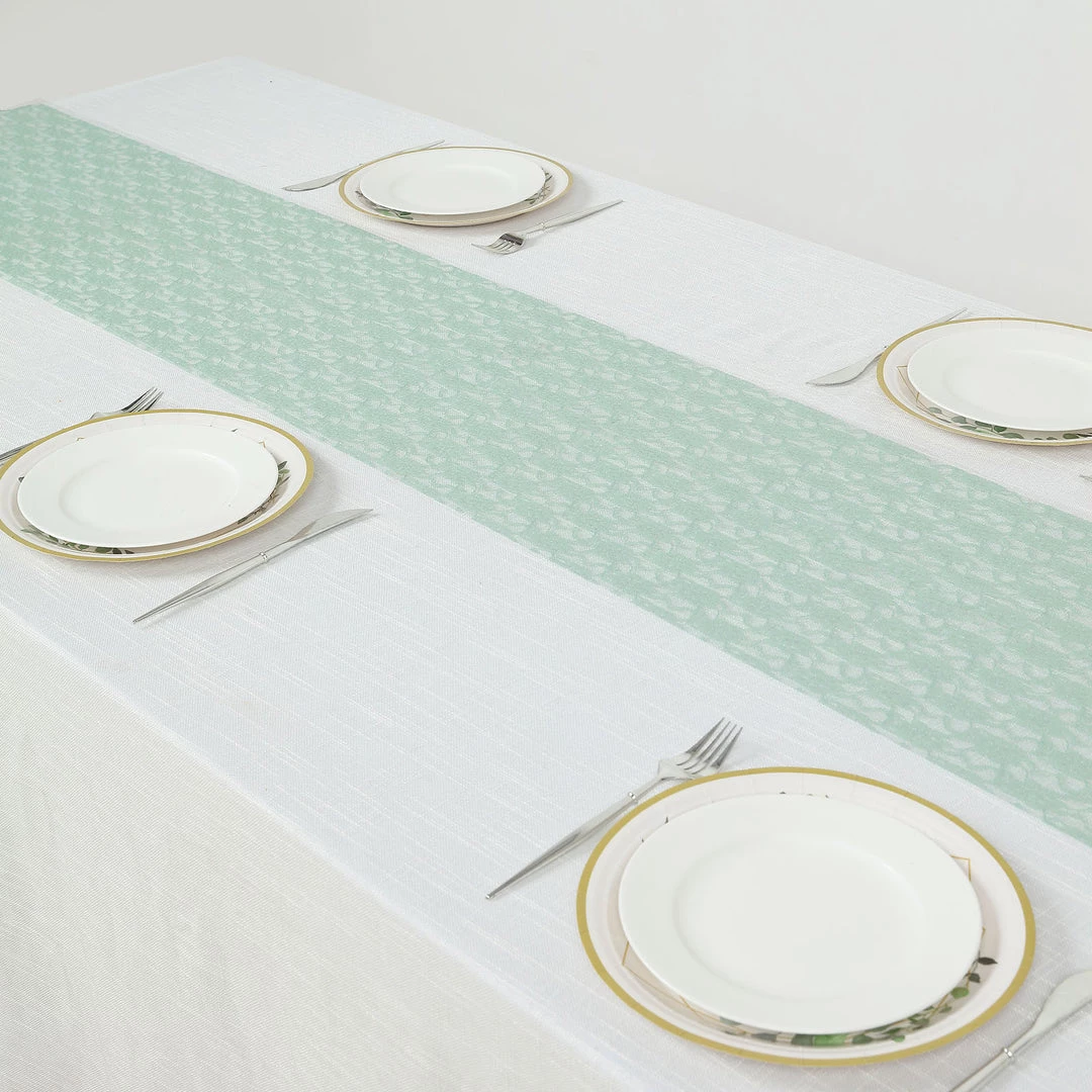 HIER_2230 12"x108" Sage Green Floral Lace Table Runner Theme Décor 8 HIER_2230 12"x108" Sage Green Floral Lace Table Runner Theme Décor