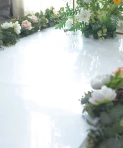 HIER_3900 Big Event Decor | Large Scale Party Props White Glossy Mirrored Wedding Aisle Runner, Non-Woven Red Carpet Runner - Prom, Hollywood, Glam Parties - 3ftx65ft