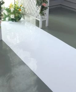 HIER_3900 Big Event Decor | Large Scale Party Props White Glossy Mirrored Wedding Aisle Runner, Non-Woven Red Carpet Runner - Prom, Hollywood, Glam Parties - 3ftx65ft