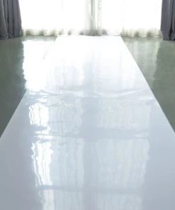 HIER_3900 Big Event Decor | Large Scale Party Props White Glossy Mirrored Wedding Aisle Runner, Non-Woven Red Carpet Runner - Prom, Hollywood, Glam Parties - 3ftx65ft