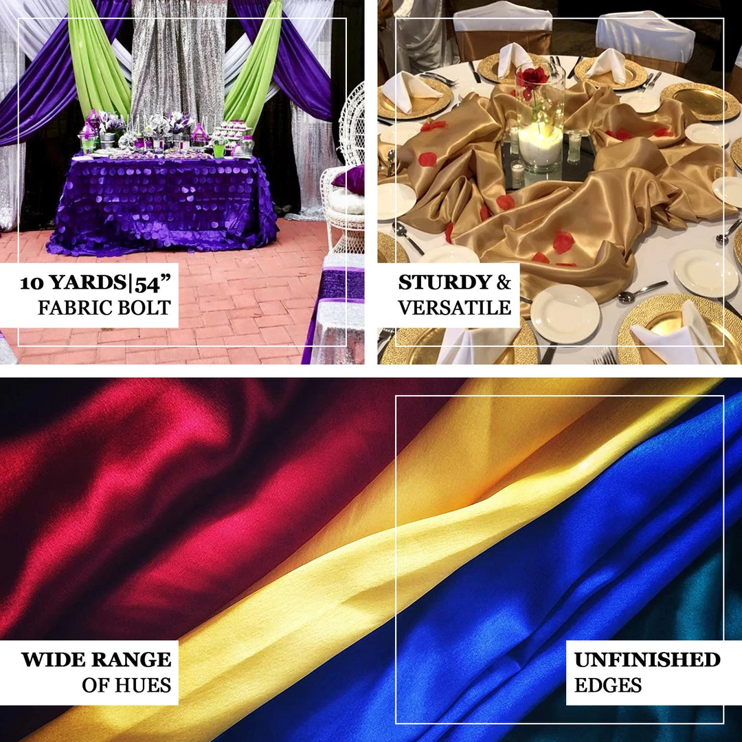 HIER_5210 10 Yards X 54" Champagne Satin Fabric Bolt 4 HIER_5210 10 Yards X 54" Champagne Satin Fabric Bolt