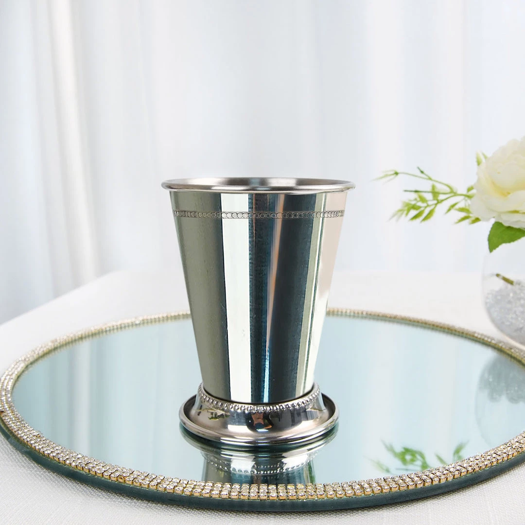 HIER_4820 4.5" Mint Julep Cup Vases - Silver Chargers & Centerpieces 8 HIER_4820 4.5" Mint Julep Cup Vases - Silver Chargers & Centerpieces