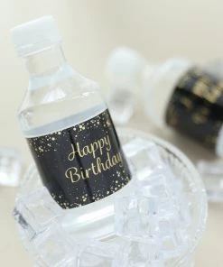 HIER_5150 24 Pack | Black/Gold Happy Birthday Party Water Bottle Labels, Waterproof Label Stickers 14 HIER_5150 24 Pack | Black/Gold Happy Birthday Party Water Bottle Labels, Waterproof Label Stickers