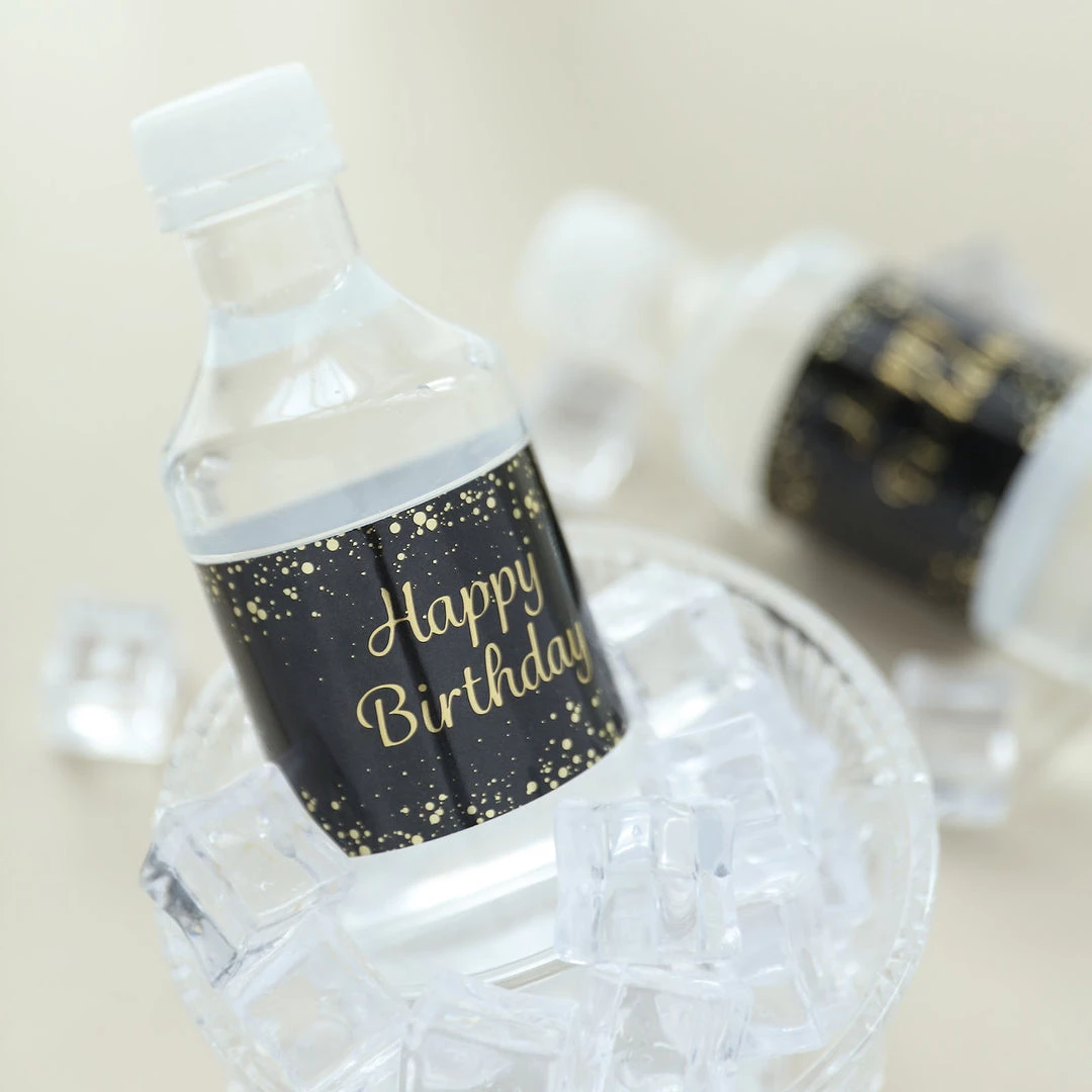 HIER_5150 24 Pack | Black/Gold Happy Birthday Party Water Bottle Labels, Waterproof Label Stickers 5 HIER_5150 24 Pack | Black/Gold Happy Birthday Party Water Bottle Labels, Waterproof Label Stickers