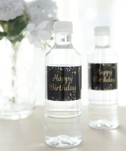 HIER_5150 24 Pack | Black/Gold Happy Birthday Party Water Bottle Labels, Waterproof Label Stickers 18 HIER_5150 24 Pack | Black/Gold Happy Birthday Party Water Bottle Labels, Waterproof Label Stickers