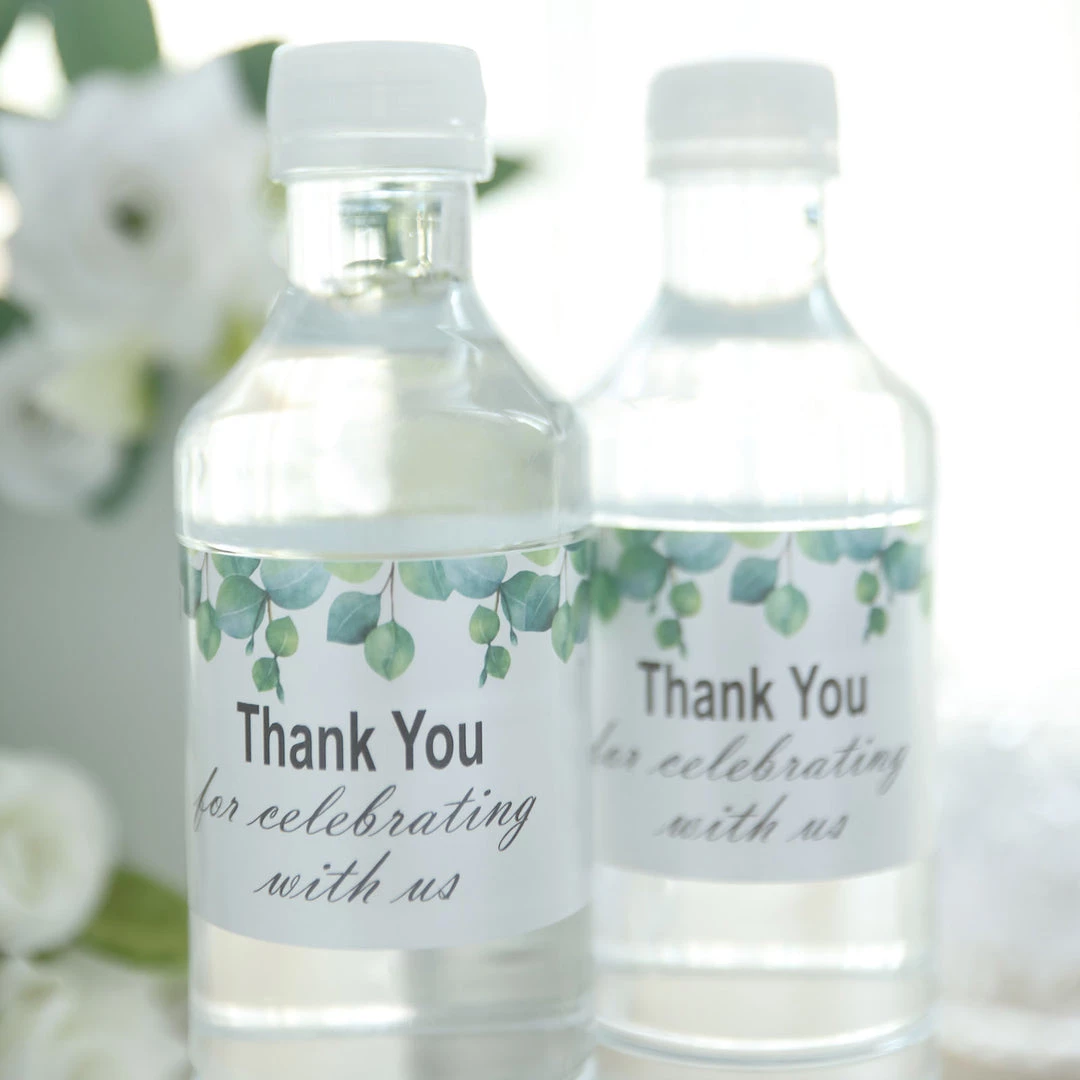 HIER_5150 Tabletop Decor 24 Pack | White & Green Leaves Thank You Party Water Bottle Labels, Waterproof Label Stickers 2 HIER_5150 Tabletop Decor 24 Pack | White & Green Leaves Thank You Party Water Bottle Labels, Waterproof Label Stickers