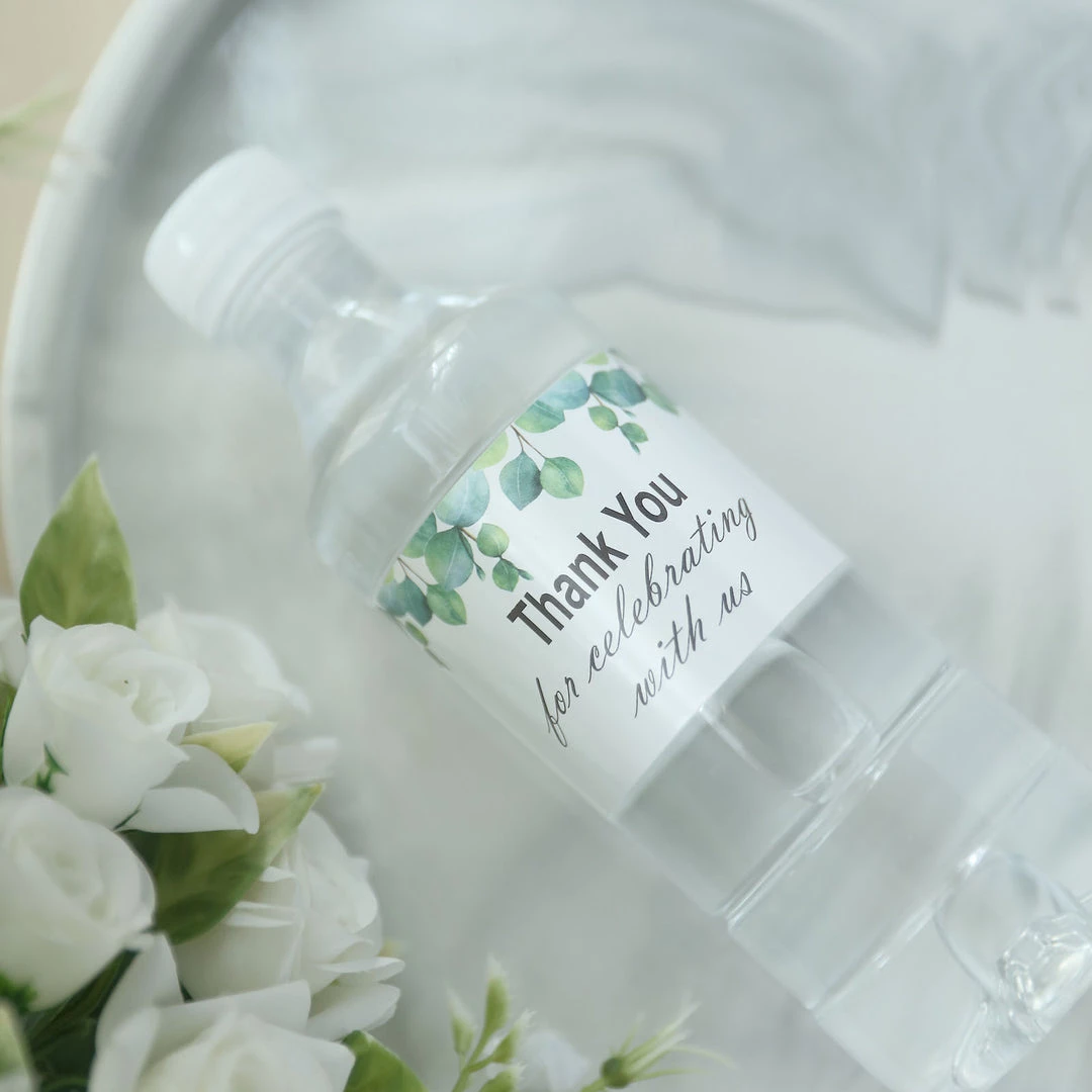 HIER_5150 Tabletop Decor 24 Pack | White & Green Leaves Thank You Party Water Bottle Labels, Waterproof Label Stickers 5 HIER_5150 Tabletop Decor 24 Pack | White & Green Leaves Thank You Party Water Bottle Labels, Waterproof Label Stickers