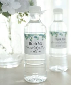 HIER_5150 Tabletop Decor 24 Pack | White & Green Leaves Thank You Party Water Bottle Labels, Waterproof Label Stickers 15 HIER_5150 Tabletop Decor 24 Pack | White & Green Leaves Thank You Party Water Bottle Labels, Waterproof Label Stickers