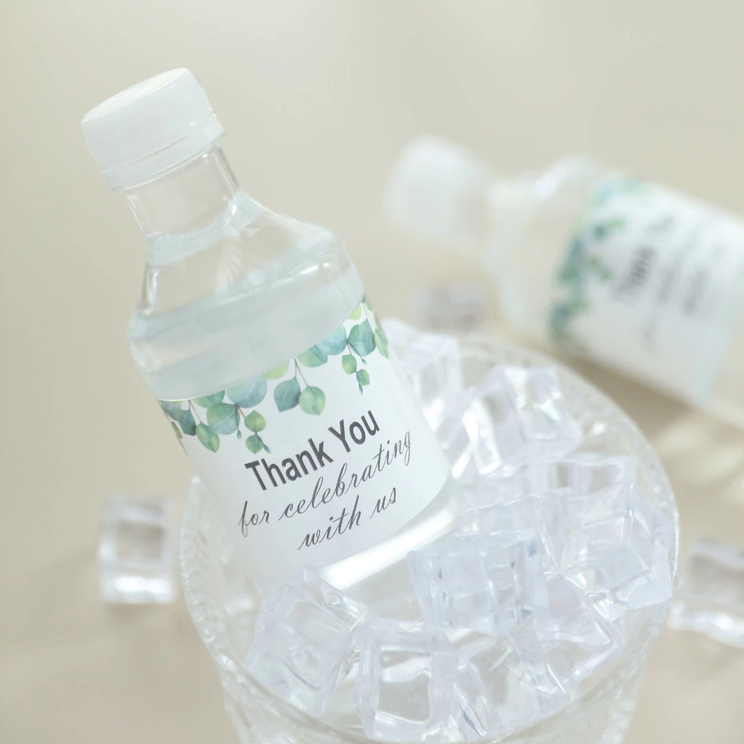 HIER_5150 Tabletop Decor 24 Pack | White & Green Leaves Thank You Party Water Bottle Labels, Waterproof Label Stickers 7 HIER_5150 Tabletop Decor 24 Pack | White & Green Leaves Thank You Party Water Bottle Labels, Waterproof Label Stickers