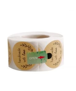 HIER_5150 500pcs | 1.5” Handmade With Love Olive Branch Stickers Roll, Labels Cookie & Bakery Box - Round Chargers & Centerpieces 45 HIER_5150 500pcs | 1.5” Handmade With Love Olive Branch Stickers Roll, Labels Cookie & Bakery Box - Round Chargers & Centerpieces