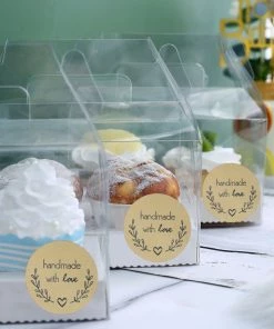 HIER_5150 500pcs | 1.5” Handmade With Love Olive Branch Stickers Roll, Labels Cookie & Bakery Box - Round Chargers & Centerpieces