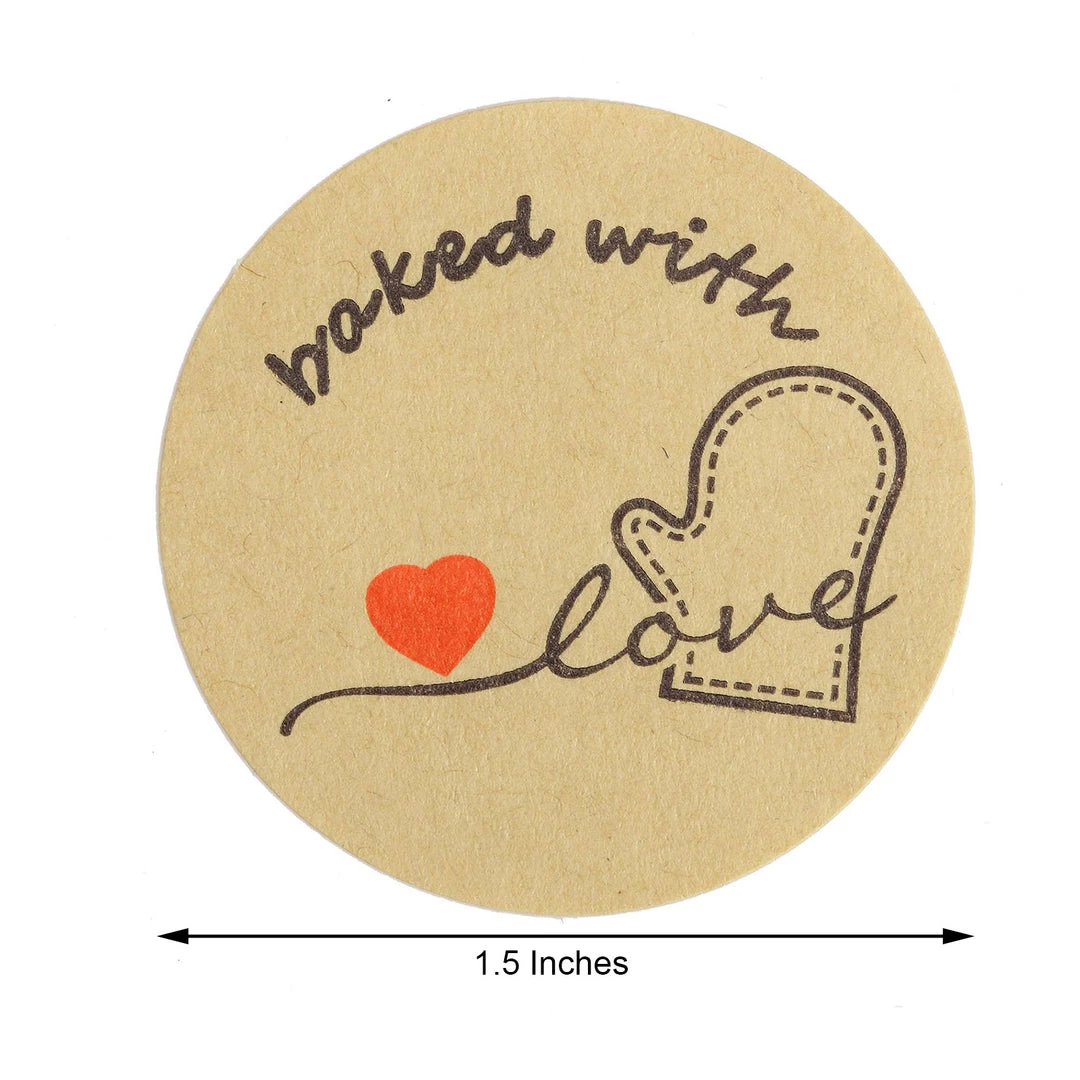 HIER_5150 500pcs | 1.5" Baked With Love Stickers Roll, Labels Cookie/Bakery Box - Round 3 HIER_5150 500pcs | 1.5" Baked With Love Stickers Roll, Labels Cookie/Bakery Box - Round