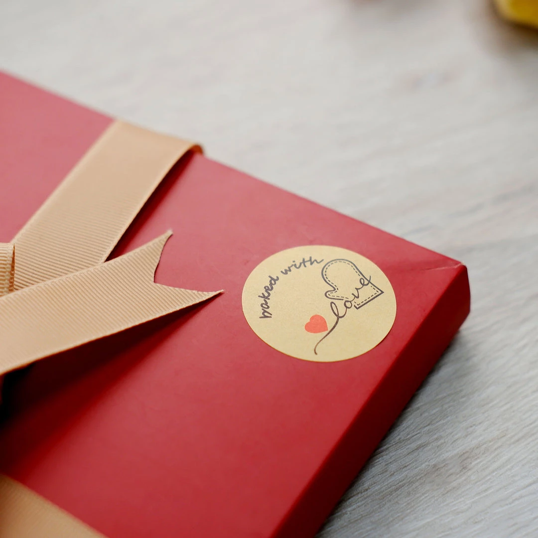 HIER_5150 500pcs | 1.5" Baked With Love Stickers Roll, Labels Cookie/Bakery Box - Round 8 HIER_5150 500pcs | 1.5" Baked With Love Stickers Roll, Labels Cookie/Bakery Box - Round
