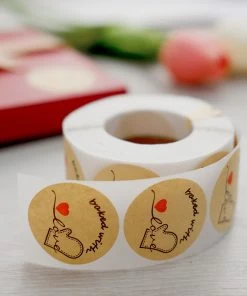 HIER_5150 500pcs | 1.5" Baked With Love Stickers Roll, Labels Cookie/Bakery Box - Round 33 HIER_5150 500pcs | 1.5