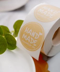 HIER_5150 Chargers & Centerpieces 500pcs | 1.5" Handmade Especially For You Stickers Roll, Labels Cookie & Bakery Box - Round