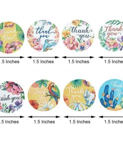 HIER_5150 500pcs | 1.5" Thank You Tropical Colorful Floral Stickers Roll, Labels For DIY Envelope Seal - Round 18 HIER_5150 500pcs | 1.5