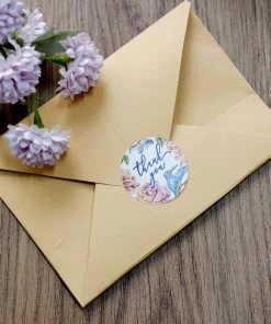 HIER_5150 500pcs | 1.5" Thank You Tropical Colorful Floral Stickers Roll, Labels For DIY Envelope Seal - Round 25 HIER_5150 500pcs | 1.5