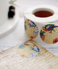 HIER_5150 500pcs | 1.5" Thank You Tropical Colorful Floral Stickers Roll, Labels For DIY Envelope Seal - Round 27 HIER_5150 500pcs | 1.5