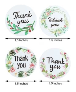 HIER_5150 Chargers & Centerpieces 500pcs | 1.5" Thank You Black Print & Floral Design Stickers Roll, DIY Envelope Seal Labels - Round Assorted Designs 19 HIER_5150 Chargers & Centerpieces 500pcs | 1.5