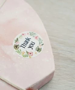 HIER_5150 Chargers & Centerpieces 500pcs | 1.5" Thank You Black Print & Floral Design Stickers Roll, DIY Envelope Seal Labels - Round Assorted Designs 26 HIER_5150 Chargers & Centerpieces 500pcs | 1.5