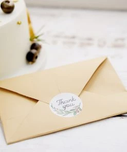 HIER_5150 Chargers & Centerpieces 500pcs | 1.5" Thank You Black Print & Floral Design Stickers Roll, DIY Envelope Seal Labels - Round Assorted Designs 25 HIER_5150 Chargers & Centerpieces 500pcs | 1.5