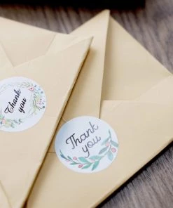 HIER_5150 Chargers & Centerpieces 500pcs | 1.5" Thank You Black Print & Floral Design Stickers Roll, DIY Envelope Seal Labels - Round Assorted Designs 24 HIER_5150 Chargers & Centerpieces 500pcs | 1.5