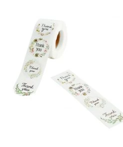 HIER_5150 Chargers & Centerpieces 500pcs | 1.5" Thank You Black Print & Floral Design Stickers Roll, DIY Envelope Seal Labels - Round Assorted Designs 33 HIER_5150 Chargers & Centerpieces 500pcs | 1.5