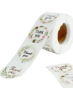 HIER_5150 Chargers & Centerpieces 500pcs | 1.5" Thank You Black Print & Floral Design Stickers Roll, DIY Envelope Seal Labels - Round Assorted Designs 31 HIER_5150 Chargers & Centerpieces 500pcs | 1.5
