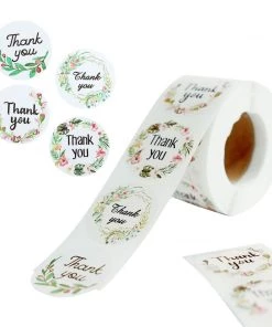 HIER_5150 Chargers & Centerpieces 500pcs | 1.5" Thank You Black Print & Floral Design Stickers Roll, DIY Envelope Seal Labels - Round Assorted Designs 22 HIER_5150 Chargers & Centerpieces 500pcs | 1.5