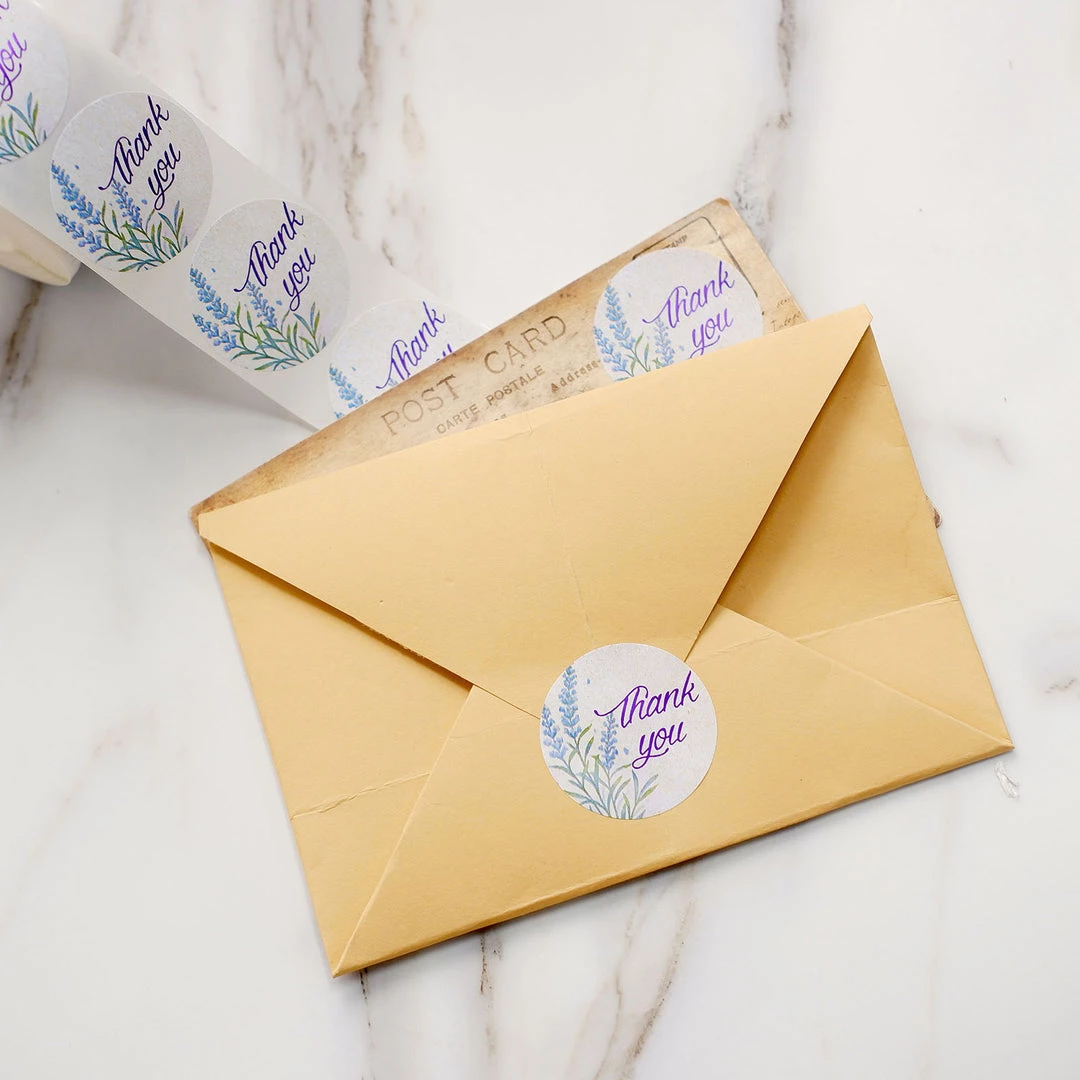 HIER_5150 500pcs | 1.5" Thank You Purple Lavender Print Stickers Roll, Labels For DIY Envelope Seals - Round Chargers & Centerpieces 14 HIER_5150 500pcs | 1.5" Thank You Purple Lavender Print Stickers Roll, Labels For DIY Envelope Seals - Round Chargers & Centerpieces