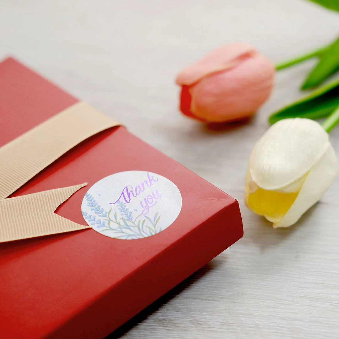 HIER_5150 500pcs | 1.5" Thank You Purple Lavender Print Stickers Roll, Labels For DIY Envelope Seals - Round Chargers & Centerpieces 11 HIER_5150 500pcs | 1.5" Thank You Purple Lavender Print Stickers Roll, Labels For DIY Envelope Seals - Round Chargers & Centerpieces