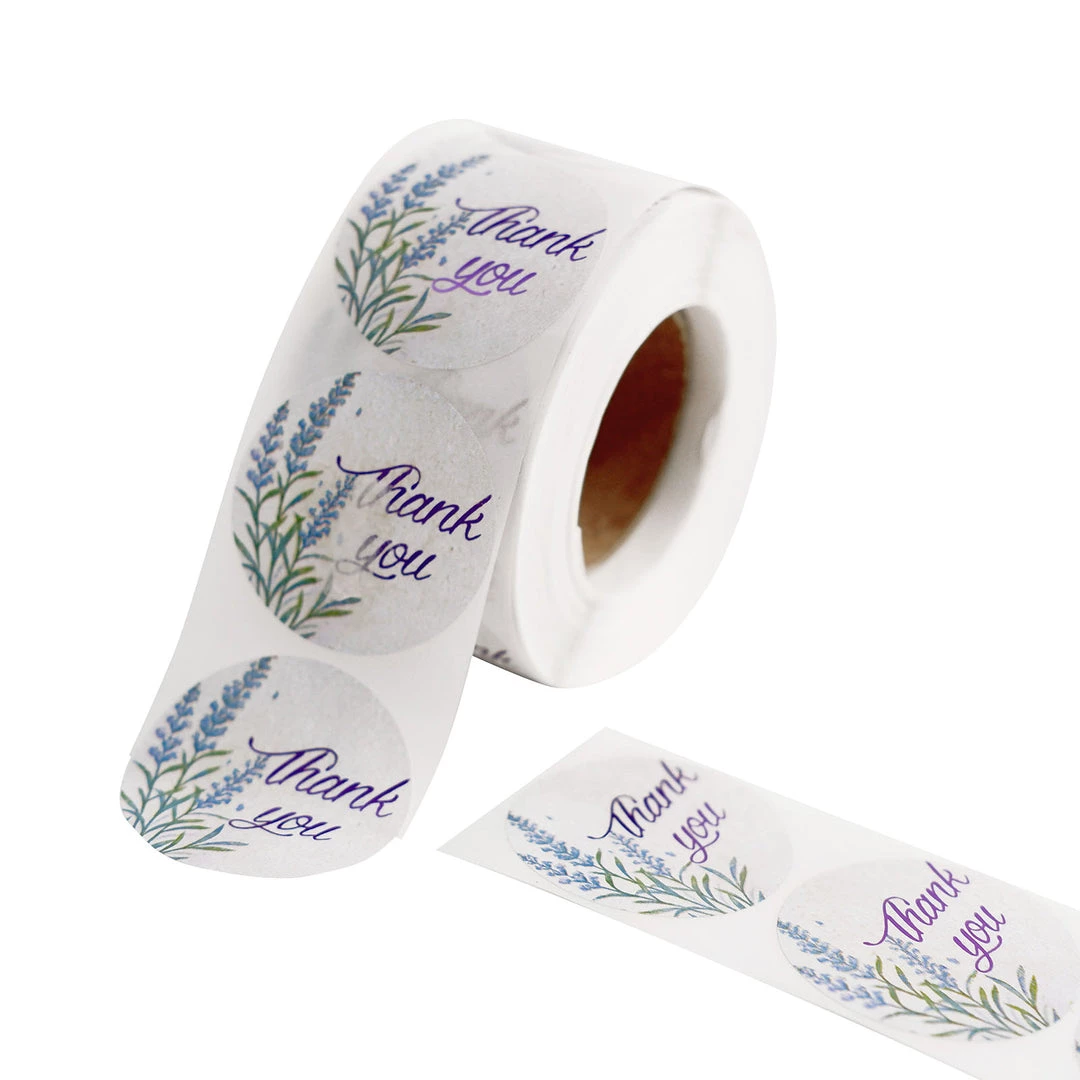 HIER_5150 500pcs | 1.5" Thank You Purple Lavender Print Stickers Roll, Labels For DIY Envelope Seals - Round Chargers & Centerpieces 10 HIER_5150 500pcs | 1.5" Thank You Purple Lavender Print Stickers Roll, Labels For DIY Envelope Seals - Round Chargers & Centerpieces