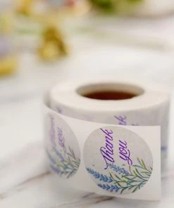 HIER_5150 500pcs | 1.5" Thank You Purple Lavender Print Stickers Roll, Labels For DIY Envelope Seals - Round Chargers & Centerpieces 28 HIER_5150 500pcs | 1.5