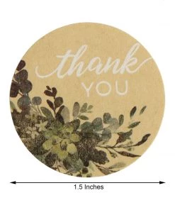 HIER_5150 500pcs | 1.5" Thank You White Text With Natural Greenery Stickers Roll Décor Labels & Seals For DIY Envelope - Round Chargers & Centerpieces 18 HIER_5150 500pcs | 1.5