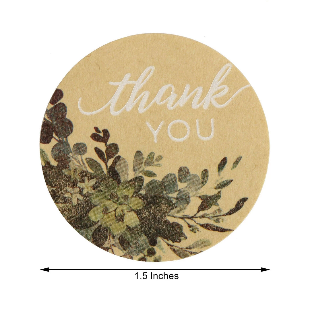 HIER_5150 500pcs | 1.5" Thank You White Text With Natural Greenery Stickers Roll Décor Labels & Seals For DIY Envelope - Round Chargers & Centerpieces 3 HIER_5150 500pcs | 1.5" Thank You White Text With Natural Greenery Stickers Roll Décor Labels & Seals For DIY Envelope - Round Chargers & Centerpieces
