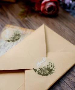 HIER_5150 500pcs | 1.5" Thank You White Text With Natural Greenery Stickers Roll Décor Labels & Seals For DIY Envelope - Round Chargers & Centerpieces 26 HIER_5150 500pcs | 1.5